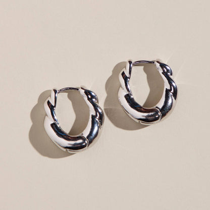 Silver Wide Twist Hoops: Silver