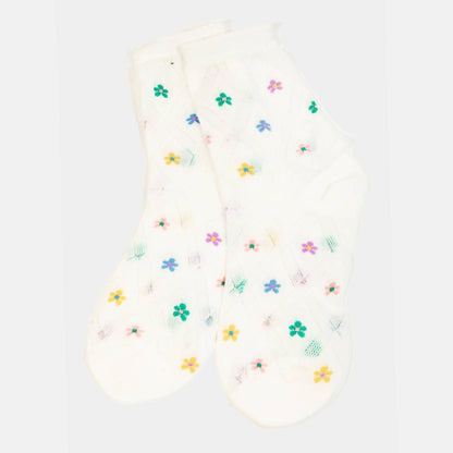 White Flower Print Pattern Socks