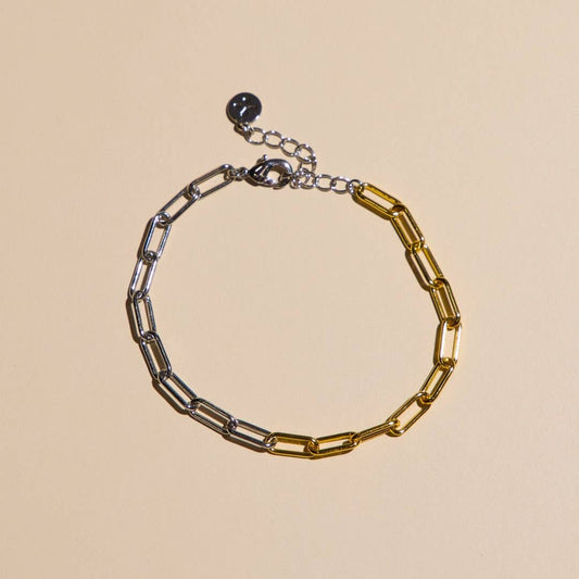 Mixed Metal Paper Clip Chain Bracelet