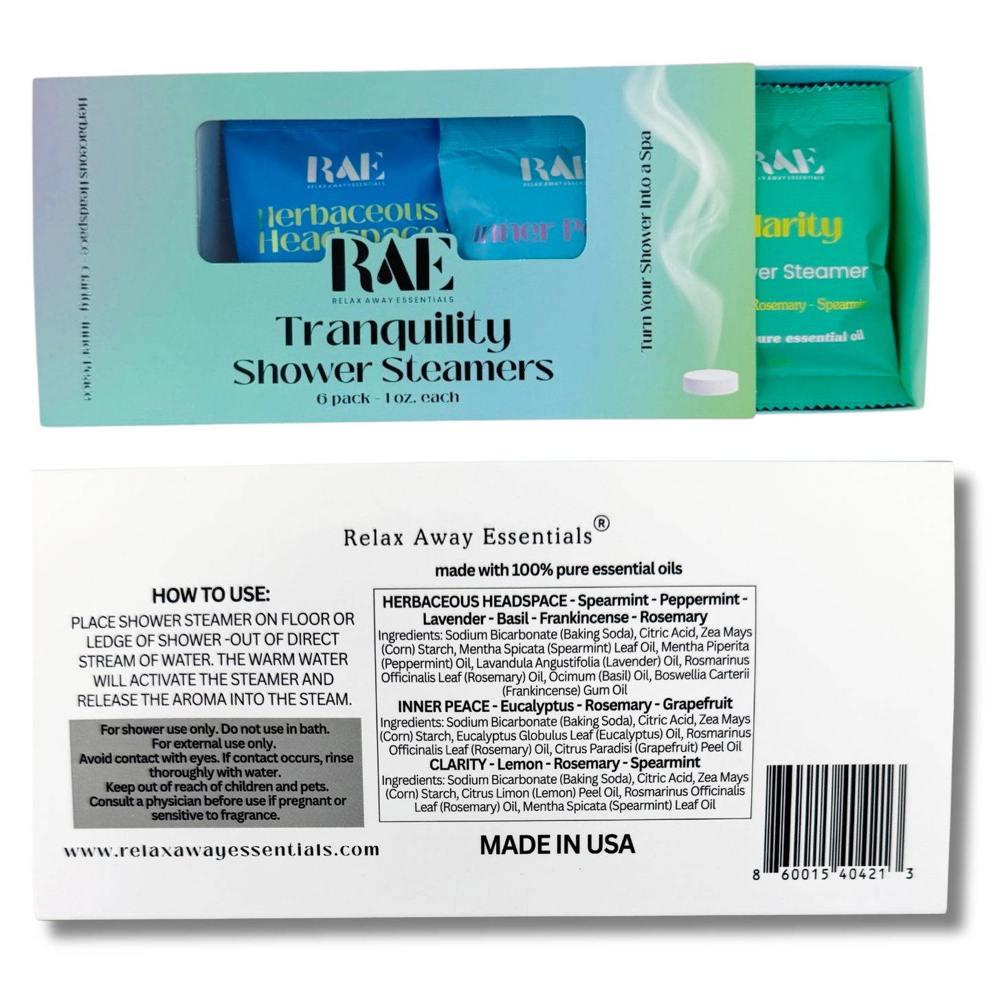 Tranquility Shower Steamers 6 Pack - Made in USA