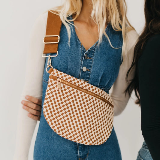 Woven Bum Bag Checkered Brown