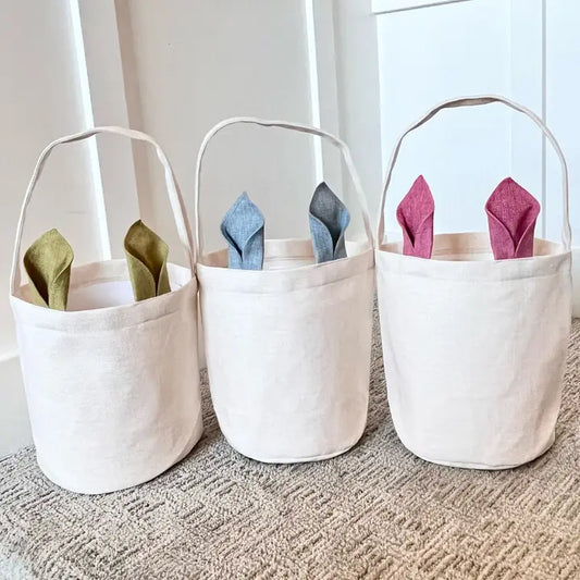 Bunny Ear Linen Easter Basket
