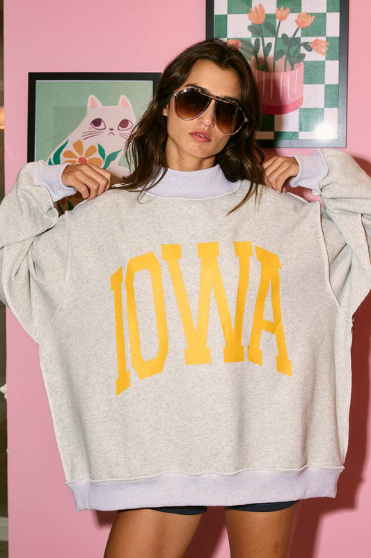 ‘IOWA & IA' Reversible Mock Neck Sweatshirt