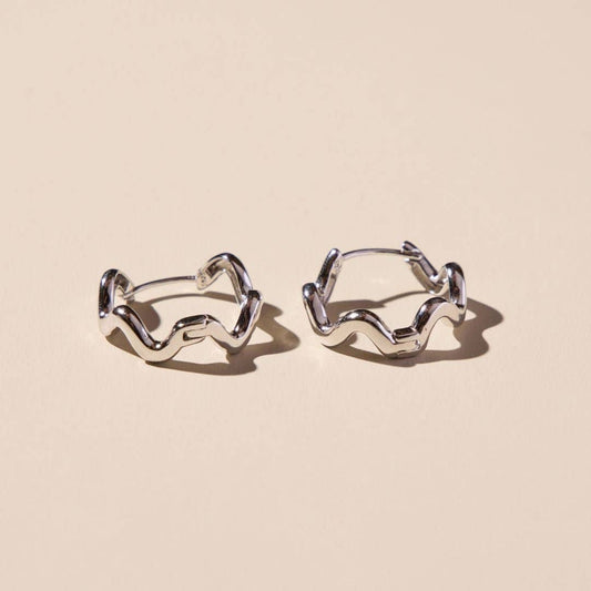 Silver Squiggle Hoops