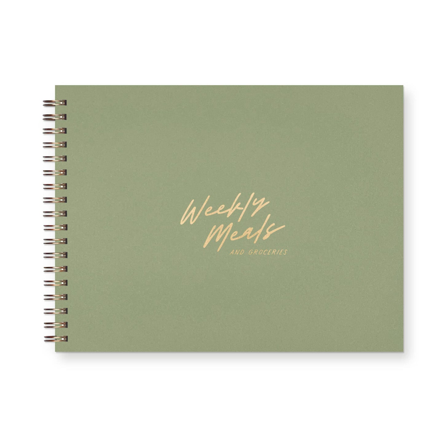 Script Weekly Meals Meal Planner: Sage Green Linen | Gold Foil