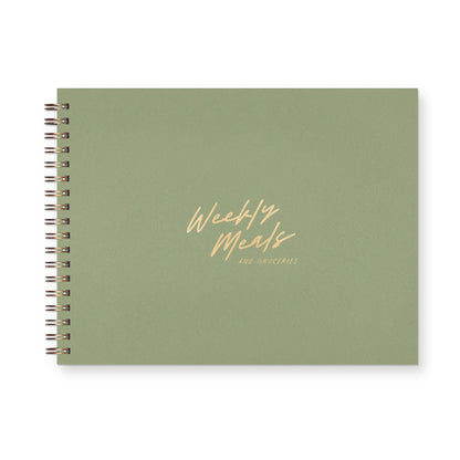 Script Weekly Meals Meal Planner: Sage Green Linen | Gold Foil