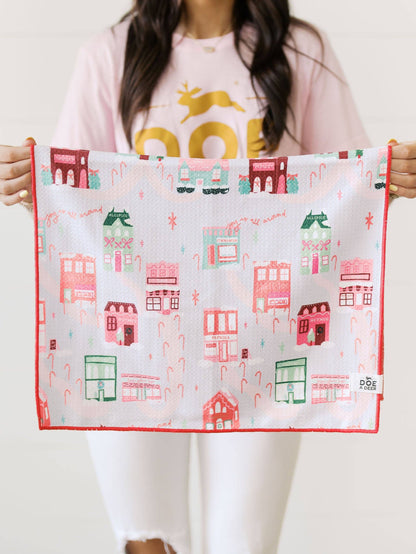 Christmas in the Village Waffle Towel | Holiday