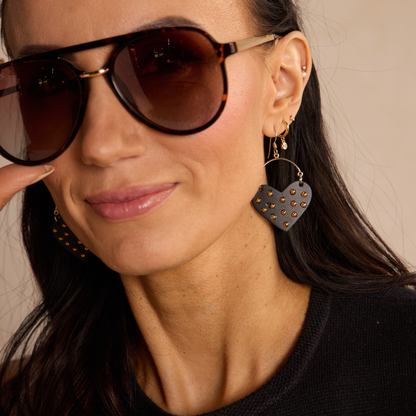 Black Studded Harlow: Gold