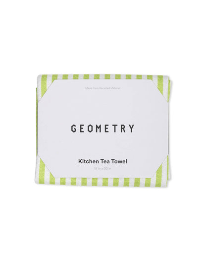 Geometry Summer Stripe Green Tea Towel