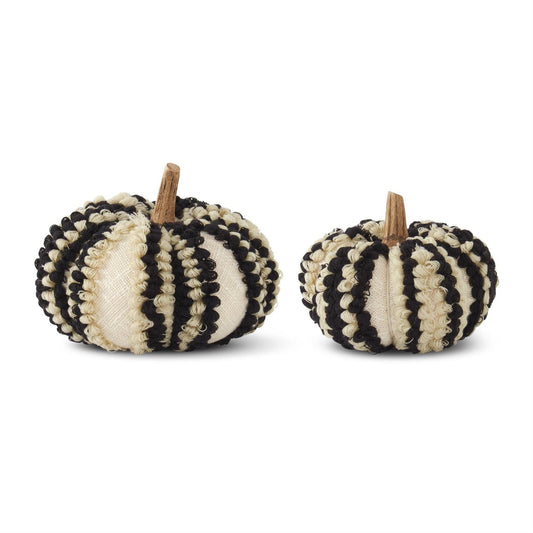 Cream and Black Vertical Knit Pumpkin