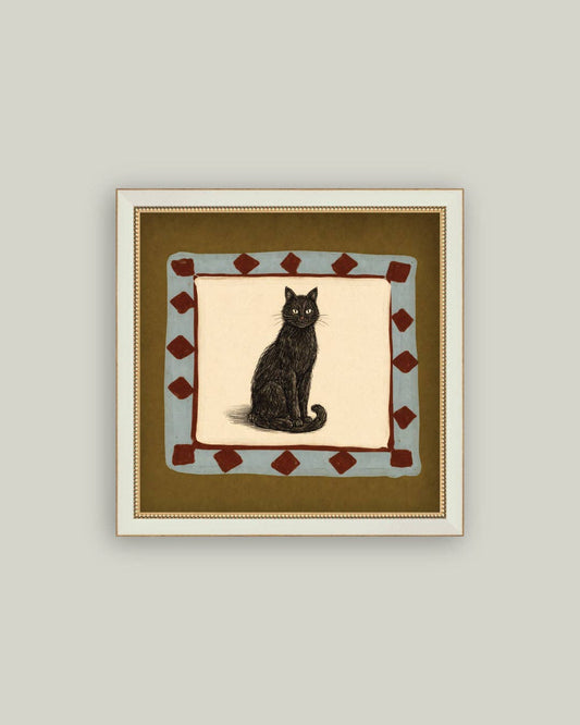 Watchful Black Cat: 8x8