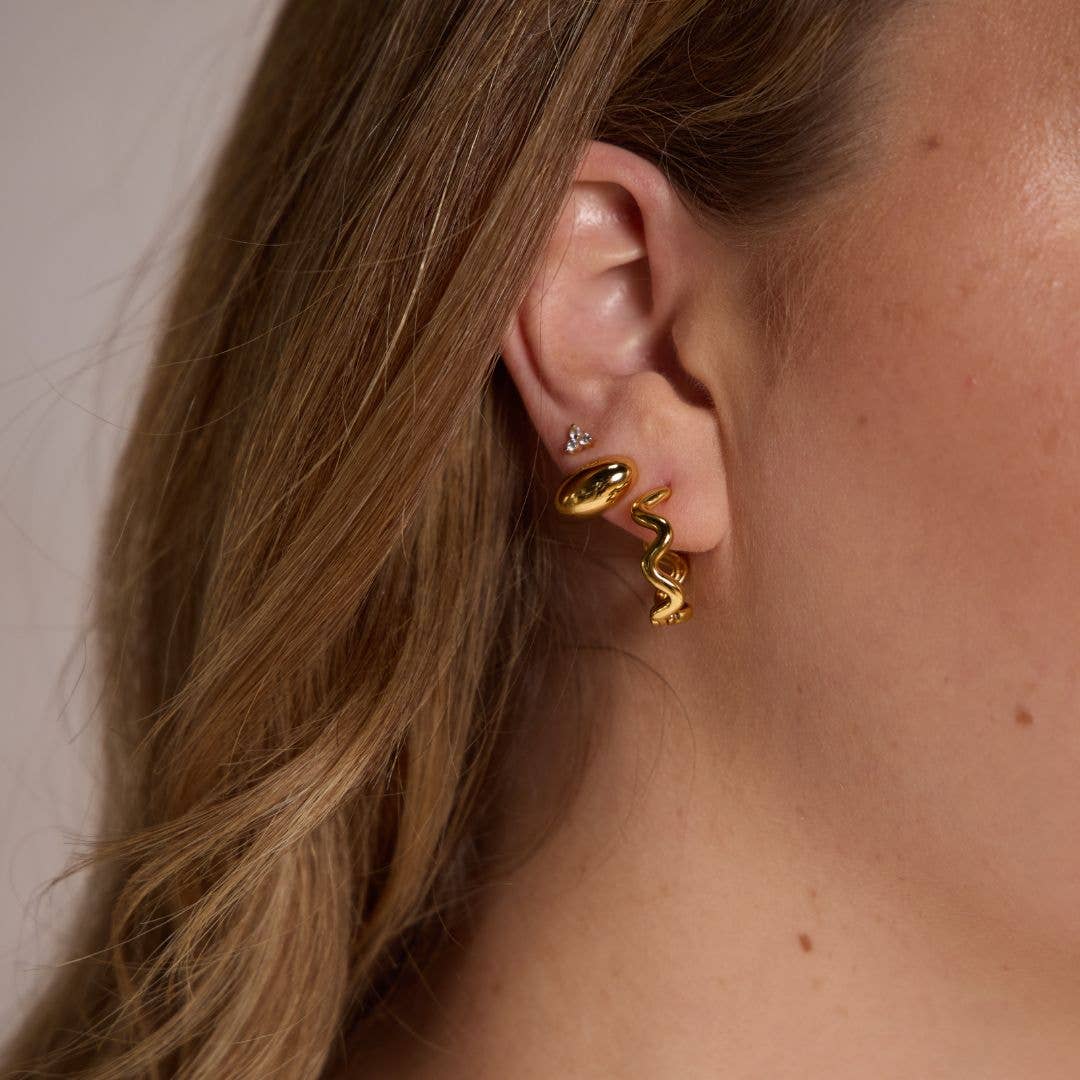 Gold Squiggle Hoops