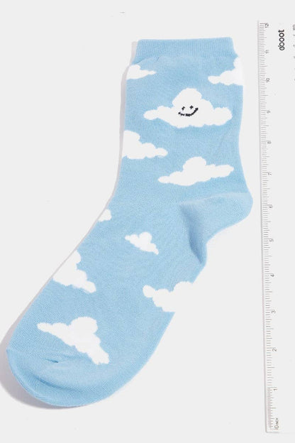 Smiling Cloud Blue Skies Socks: Blue
