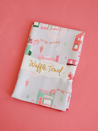 Christmas in the Village Waffle Towel | Holiday