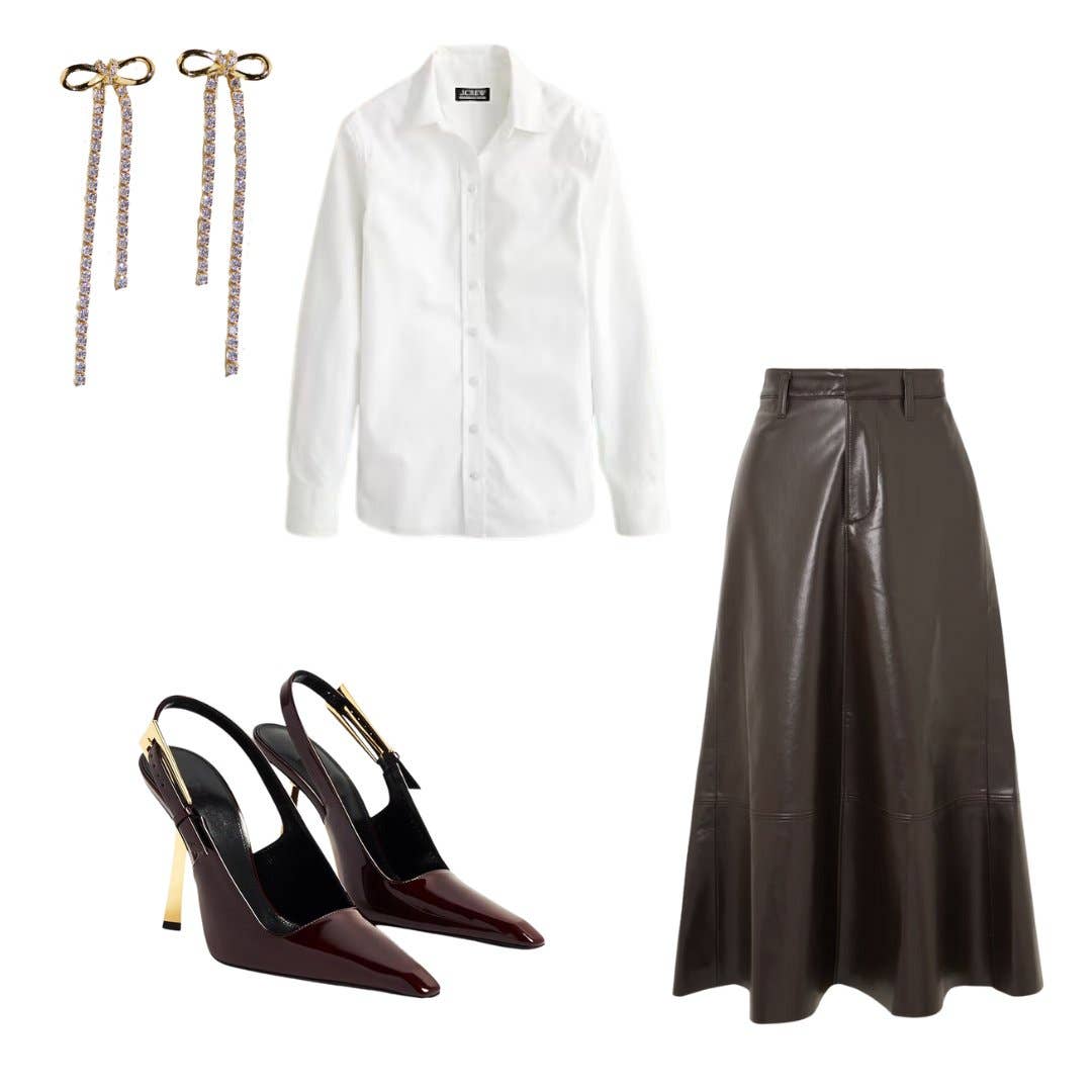 Gold Long Crystal Bow Drop Studs: Gold