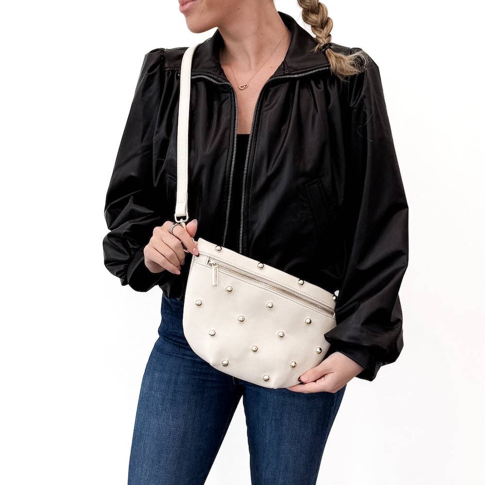 Chic Gold Studded Westlyn Bum Bag: Chocolate