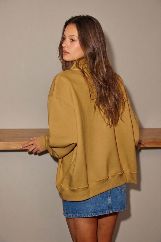 Camel Reversible Mock Neck Sweatshirt