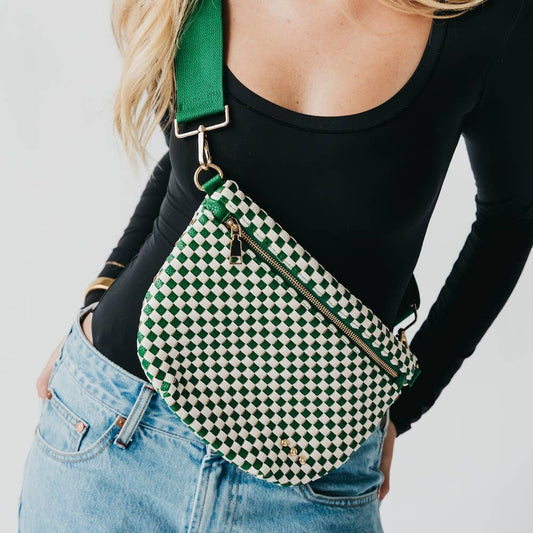 Westlyn Woven Bum Bag-Checkered Emerald