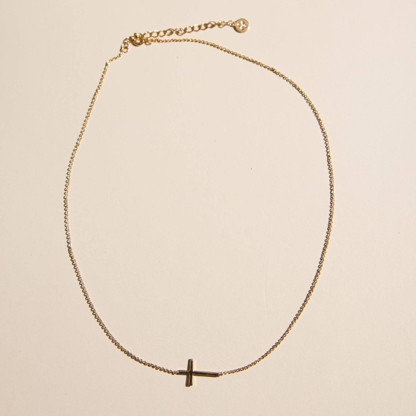 Gold Sideways Cross Necklace: Gold