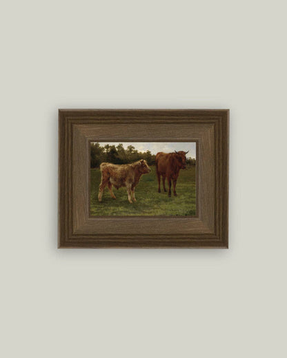 Two Cows Grazing: 7x5