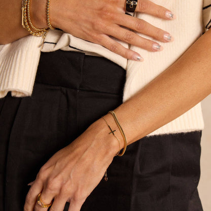 Gold Sideways Cross Bracelet