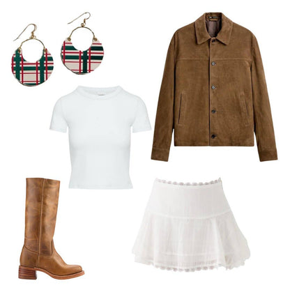 Ecru Tartan Ninas: Gold