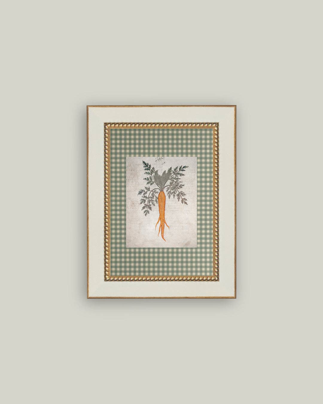 Garden Carrot Framed Antique Art: 7x9
