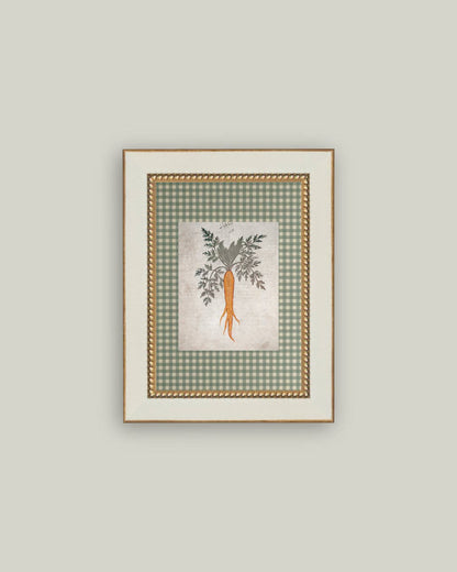 Garden Carrot Framed Antique Art: 7x9