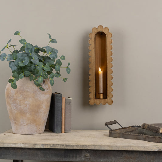 Gold Scalloped Taper Candle Wall Sconce