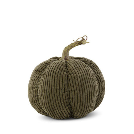 7 inch Khaki Green Corduroy Pumpkin