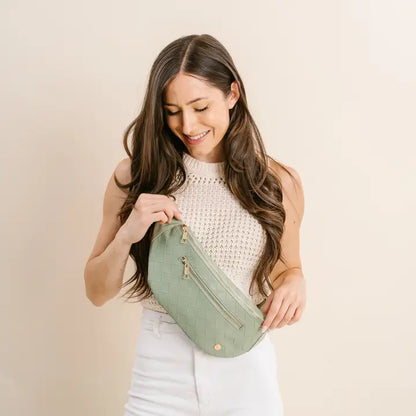 Trendy Luxe Belt Bag-Woven Sage