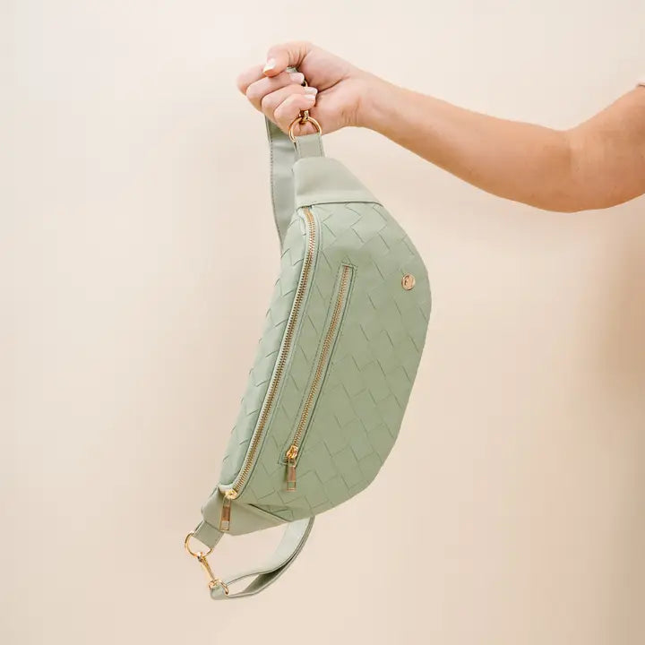 Trendy Luxe Belt Bag-Woven Sage